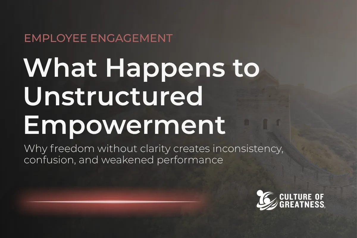 Empowerment is often positioned as a way to increase engagement and performance, but when it lacks structure, it creates the opposite effect. Without clear boundaries, expectations, and communication, employees are left to interpret decisions on their own. This leads to inconsistency, confusion, and uneven execution across teams. This article examines what happens to unstructured empowerment and why effective empowerment requires both freedom and structure to drive alignment, accountability, and sustained performance.