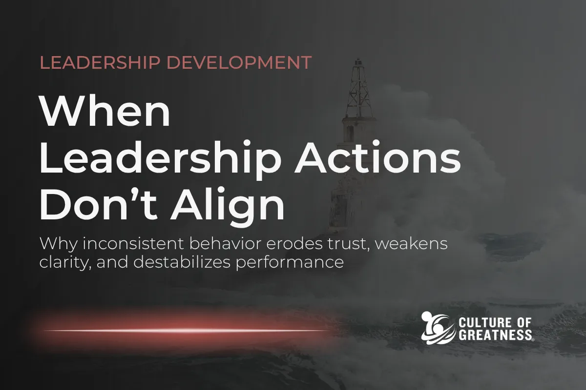 Leaders often communicate clear intentions, values, and expectations, but when daily actions don't align with those messages, culture begins to fracture. Employees respond to what leaders consistently do, not what they say. This misalignment creates confusion, reduces trust, and weakens accountability across teams. This article examines what happens when leadership actions don't align and why consistency between words and behavior is essential for building trust, clarity, and sustained performance.