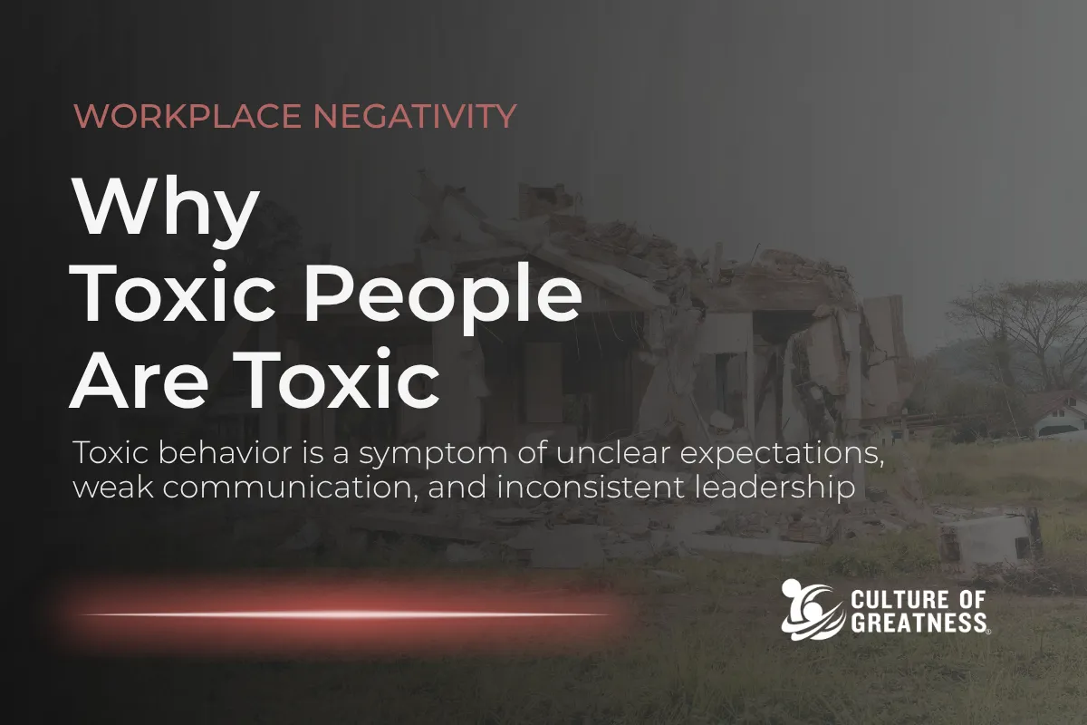 Toxic behavior in the workplace is often treated as an individual problem, but it's usually a reflection of deeper cultural and leadership gaps. This article examines why toxic behavior develops, how unclear expectations and inconsistent communication contribute to it, and what leaders can do to address the root causes. It highlights how early intervention, clarity, and accountability prevent toxicity from spreading and protect team performance and engagement.