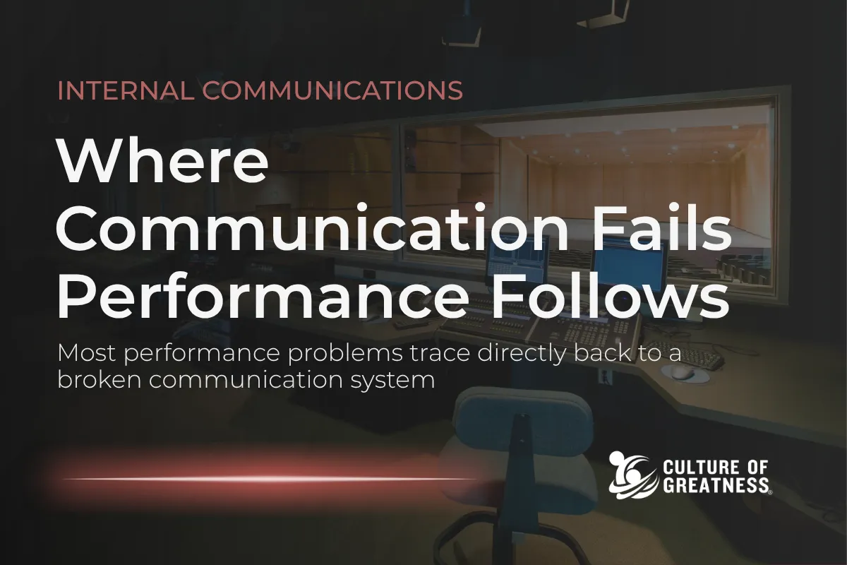 When internal communication breaks down, performance doesn't just slow — it becomes inconsistent, fragmented, and increasingly difficult to course correct. Most leaders treat communication as a messaging problem, assuming the right words delivered through the right channels will produce alignment. They don't. What drives alignment is the consistency between what leaders say and what they do. When that gap widens, employees stop trusting formal communication and start navigating by informal signals instead. This post examines where communication systems fail, how those failures compound into performance consequences, and what structural communication discipline actually looks like inside a high-performing organization.