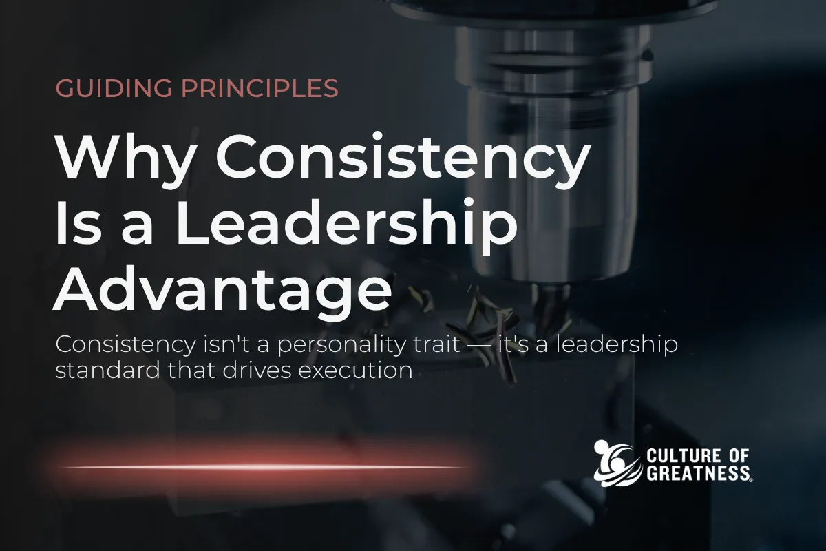 Inconsistent leadership doesn't announce itself — it accumulates. It shows up as misaligned teams, preventable errors, and employees who spend energy managing uncertainty instead of driving performance. When leaders behave differently under pressure than they do in stable conditions, the standard becomes unclear and execution suffers. Consistency is what transforms expectations into behavior and standards into culture. The organizations that outperform don't do it through better strategy alone — they do it through leaders who show up the same way every day, hold the same standard in every conversation, and follow through with the same level of accountability regardless of circumstance.