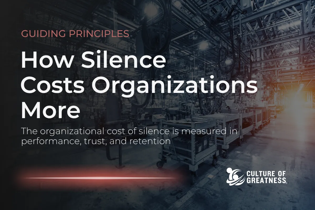 Organizational silence is one of the most expensive conditions a leadership team can ignore. When employees hold back concerns, early warnings, and honest observations, the information gap doesn't stay contained — it compounds. Problems that were manageable become structural. Trust erodes quietly. Top performers disengage before anyone notices. Building a speak-up culture isn't a wellness initiative or a values exercise. It's a performance and risk strategy that determines what leaders actually know about the organization they're running — and when they know it.