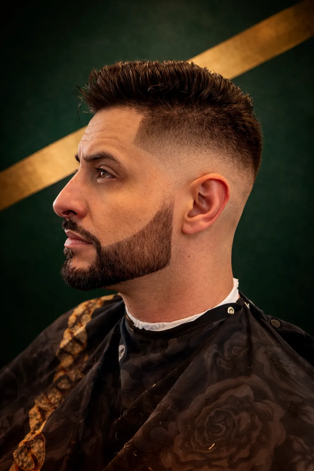 Barber performing a traditional hot towel shave with straight razor