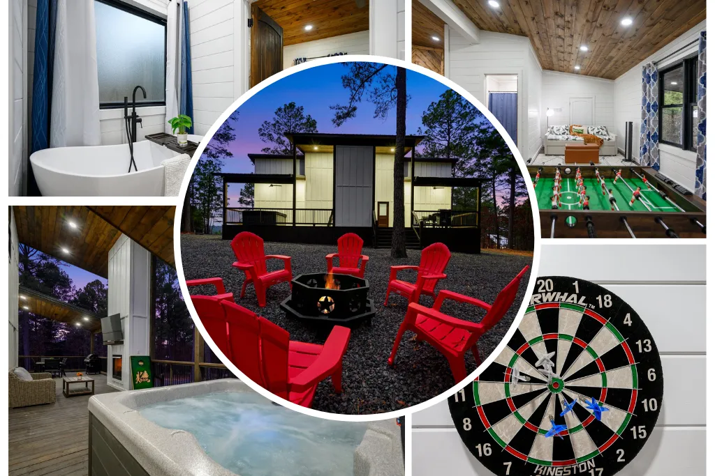 This 2 bedroom + bunk loft cabin on a beautiful picturesque pond is ideal for 1-2 families! Newly built & ready to be enjoyed!