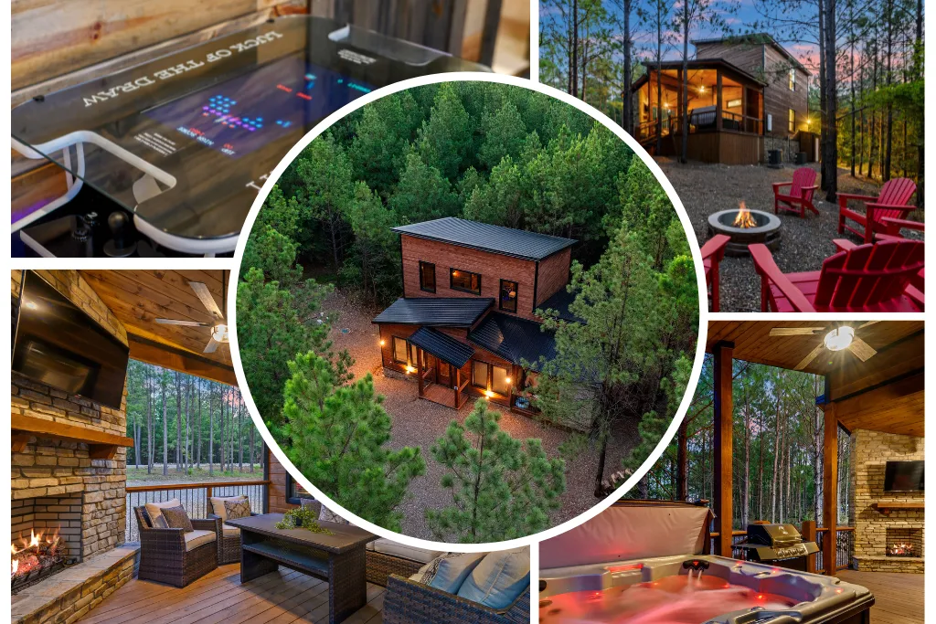 This 2 bedroom + bunk loft cabin on a beautiful picturesque pond is ideal for 1-2 families! Newly built & ready to be enjoyed!