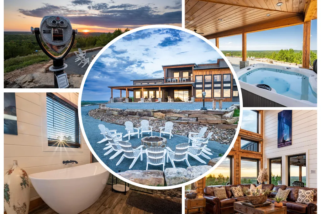 is a large 4 bedroom + loft cabin located in Broken Bow & Hochatown, Oklahoma!  "Encanto Life"