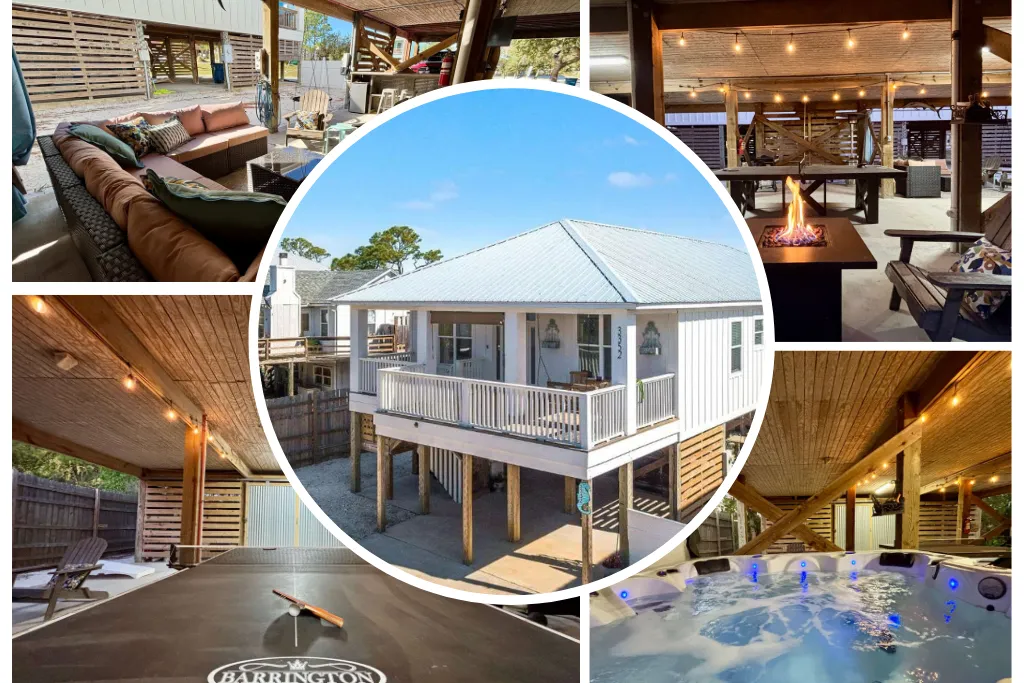 This coastal chic vacation home sleeps 12 & is ideal for 1-3 families! Ideal location - direct access to Gulf State Park, 5 min walk to beach, pool, sandy/private backyard, tons of amenities & more!