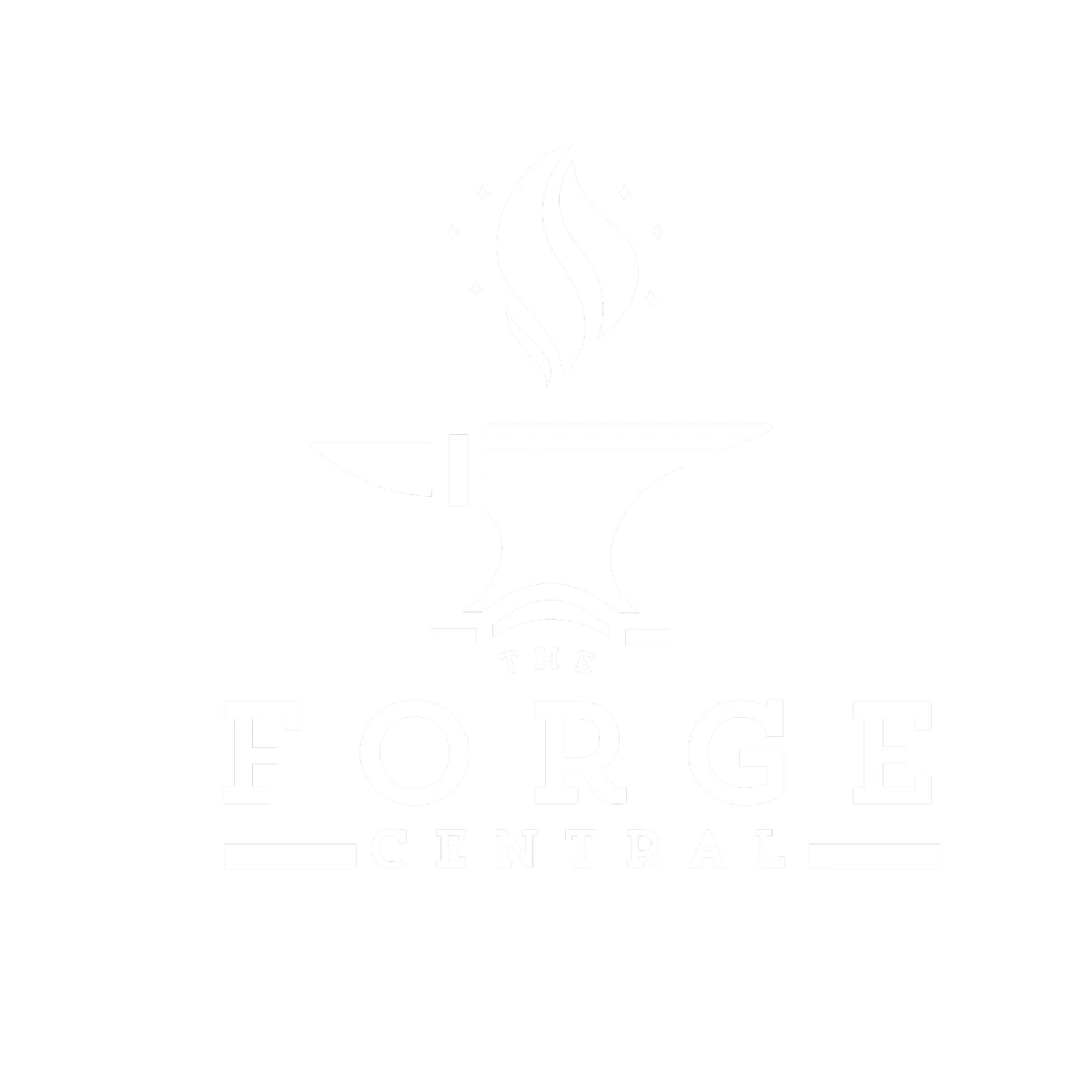 The Forge Central logo, orange, forging logo with fire