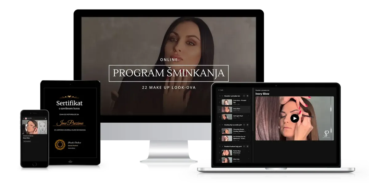 online kurs šminkanja dostupan na računaru, tabletu i telefonu