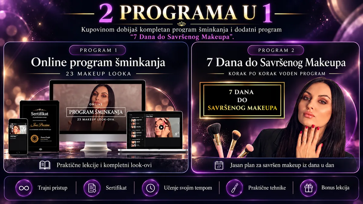 online kurs šminkanja dostupan na računaru, tabletu i telefonu