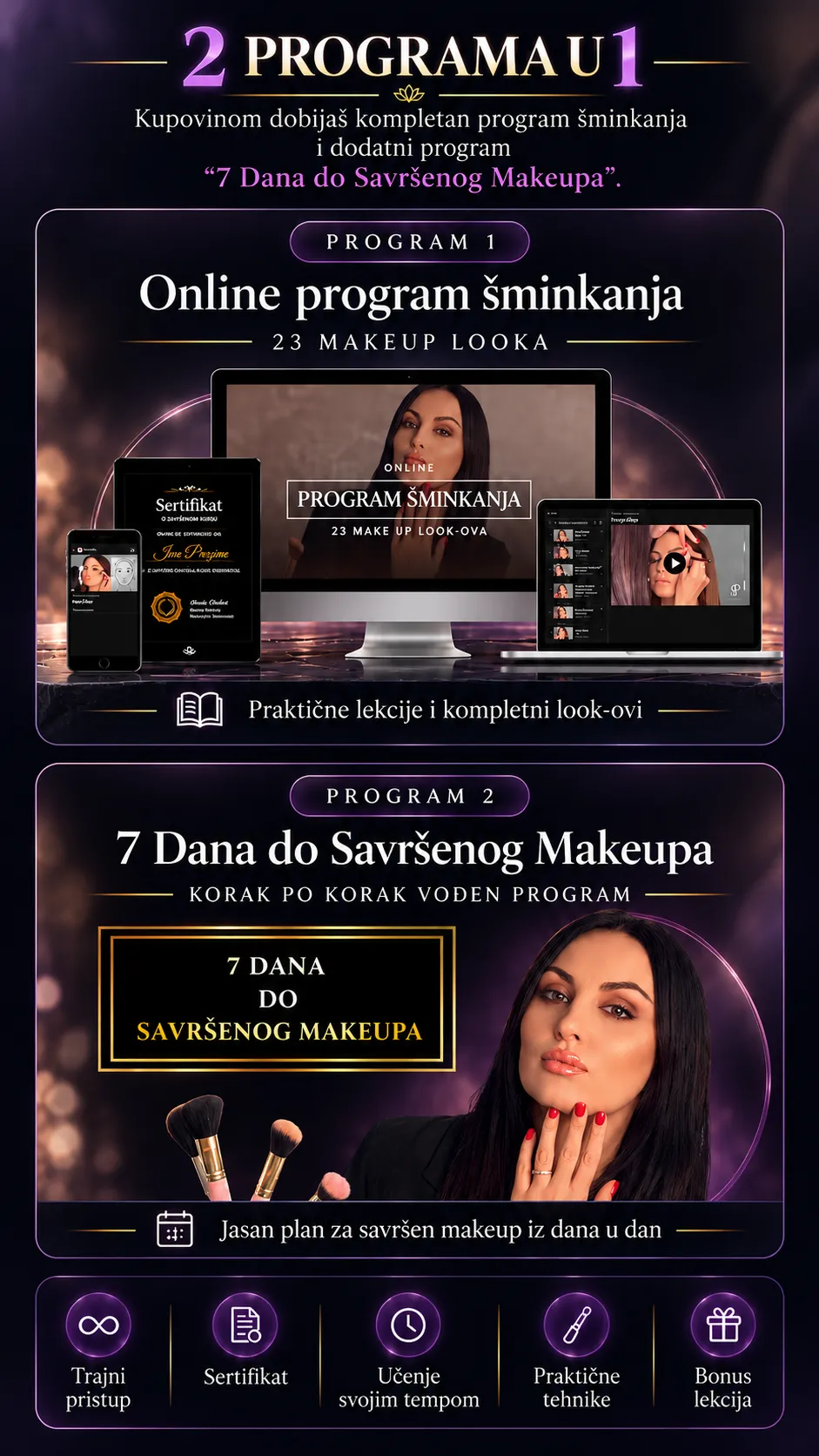 online kurs šminkanja dostupan na računaru, tabletu i telefonu