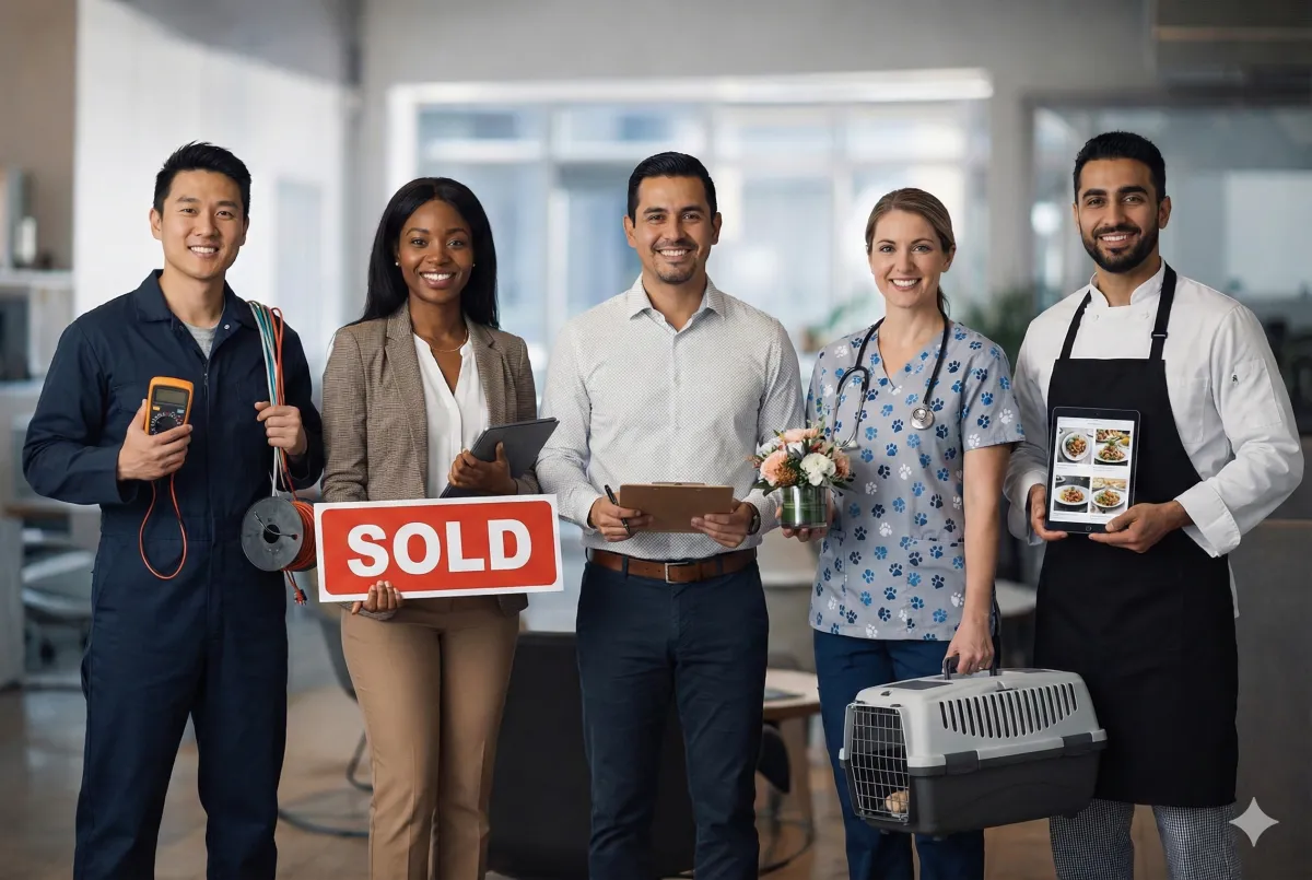 Group of diverse service professionals