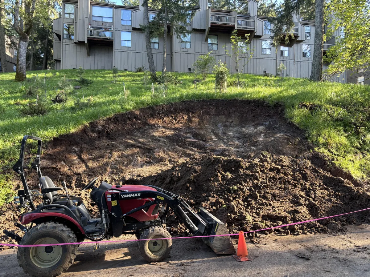 Active landslide mitigation and slope excavation in the South Eugene Hills, Oregon