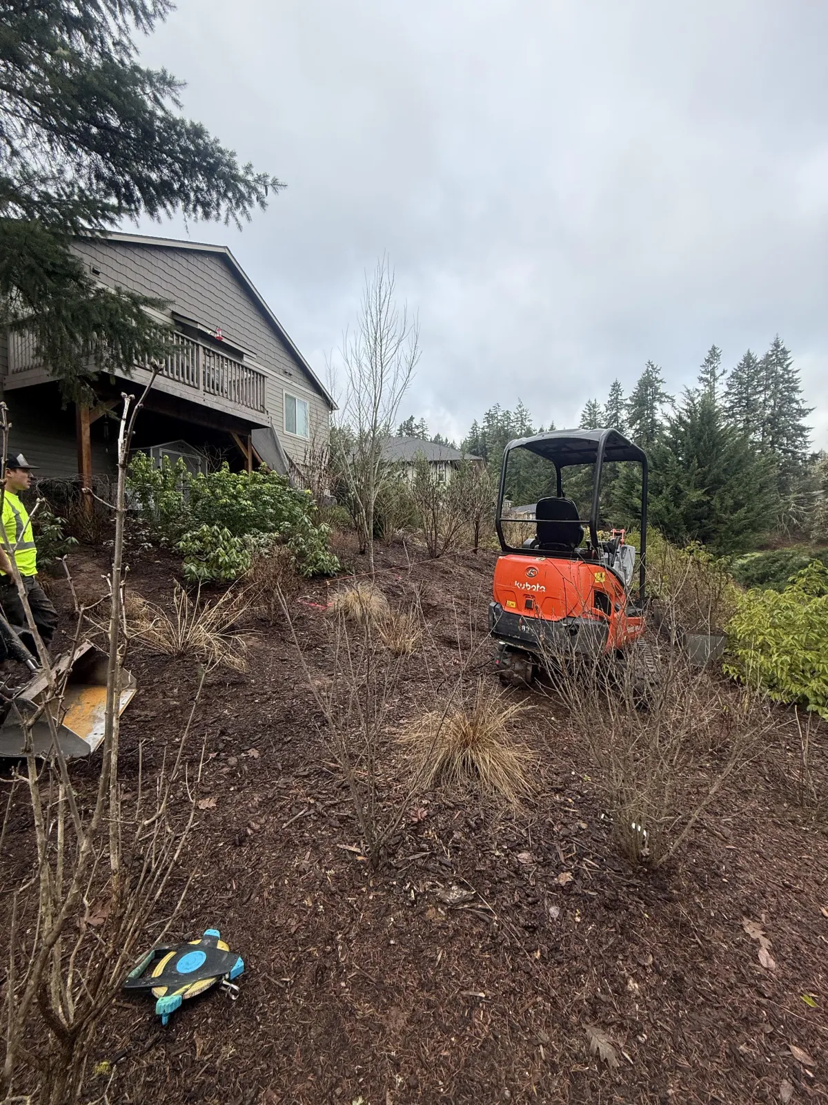 Ground preparation and grading for custom goat barn construction in Cottage Grove, Oregon