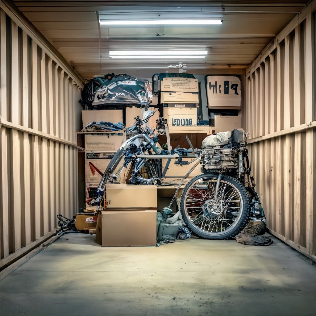 A storage unit half-full of personal belongings