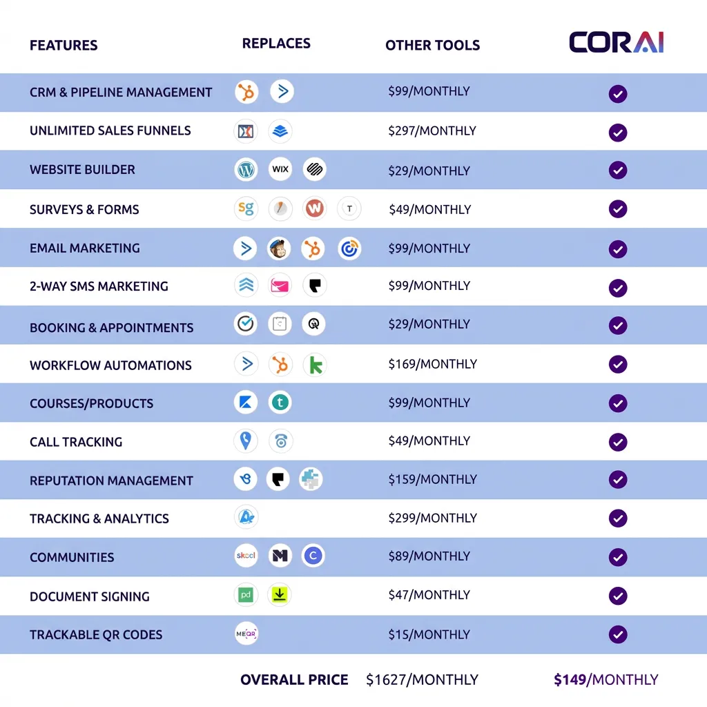 Comparison of CORAI with other tools