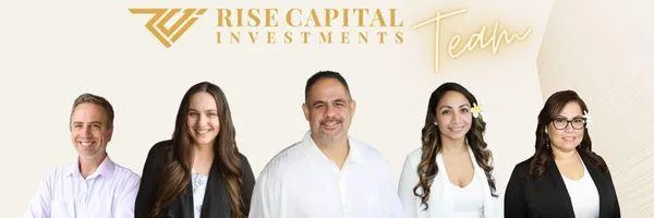 Rise Capital Investments team members, showcasing the company’s expertise in debt and equity commercial real estate (CRE) investments. The team is committed to helping clients secure their financial future through strategic CRE opportunities.