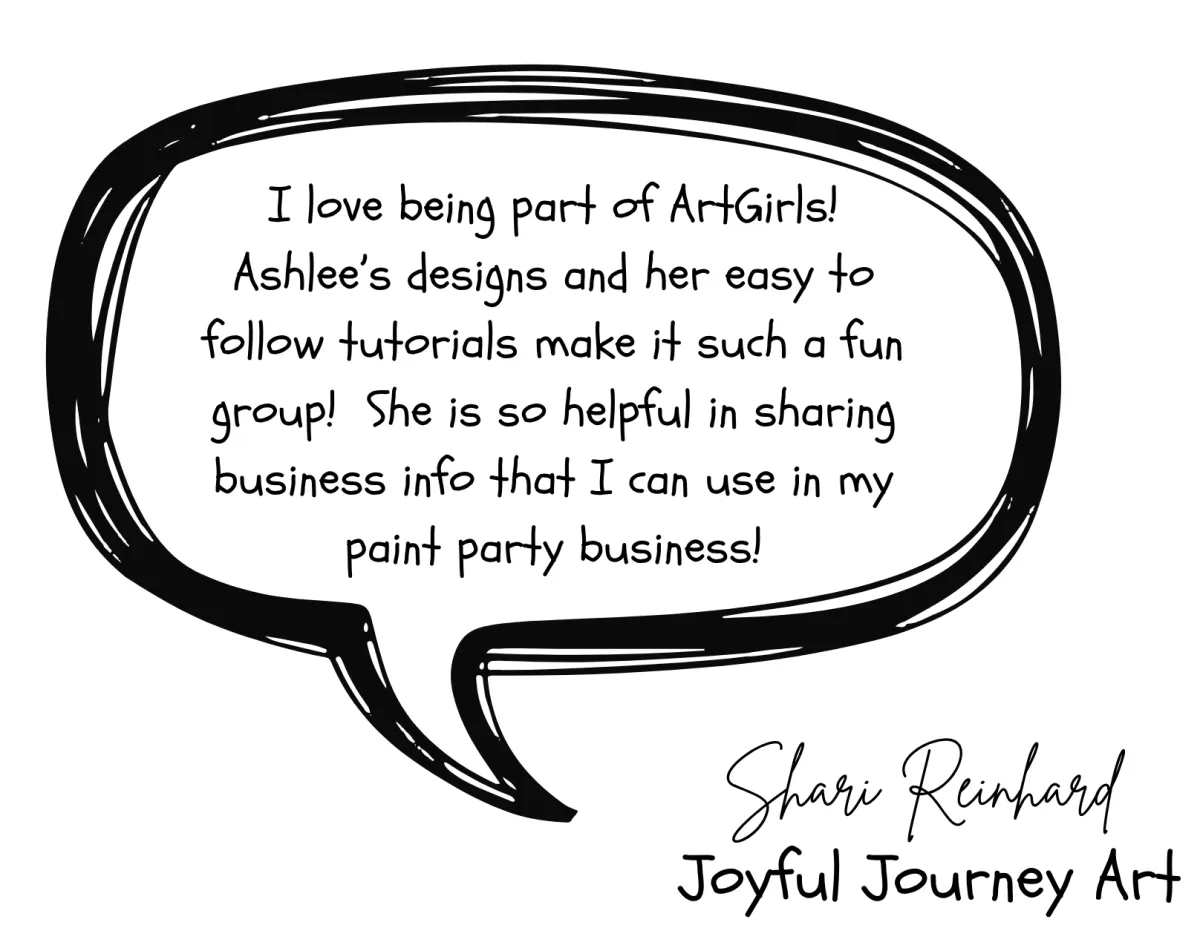 Join ArtGirls for painting tutorials, art tracers, laser SVGs, Bible journaling templates, business trainings and commercial-use designs for $20/month.