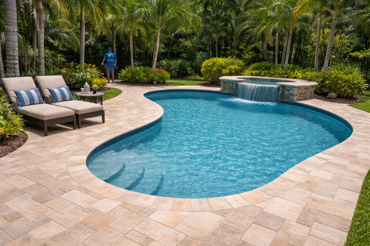 Volunteers collecting trash on a beach with blue bags.