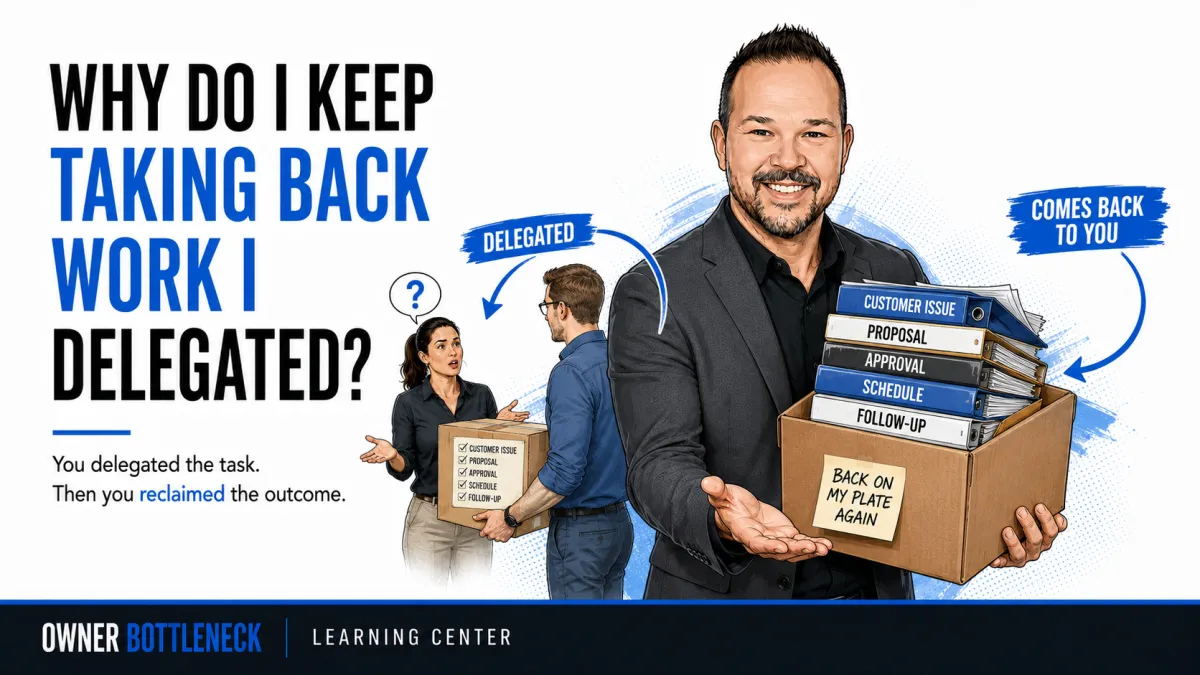 Darrell Willis holding a box of customer issues, proposals, approvals, schedules, and follow-up work that returned to him after delegation.