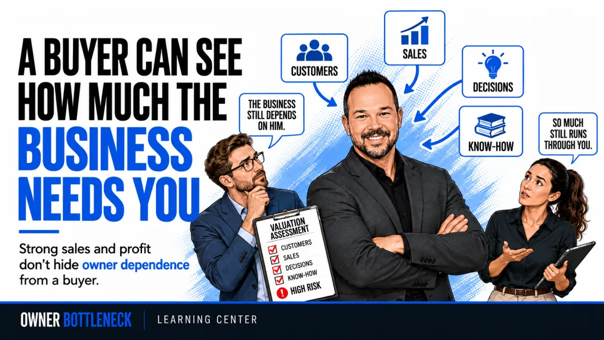 Darrell Willis showing how customers, sales, decisions, and business knowledge can remain tied to the owner during a business sale.