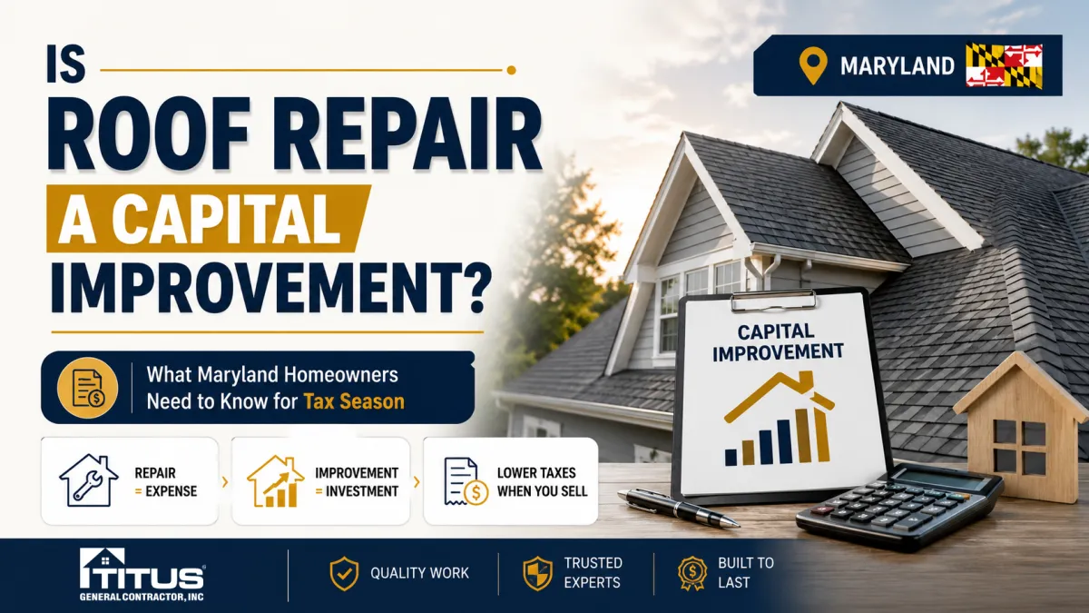 Is Roof Repair a Capital Improvement? What Maryland Homeowners Need to Know for Tax Season