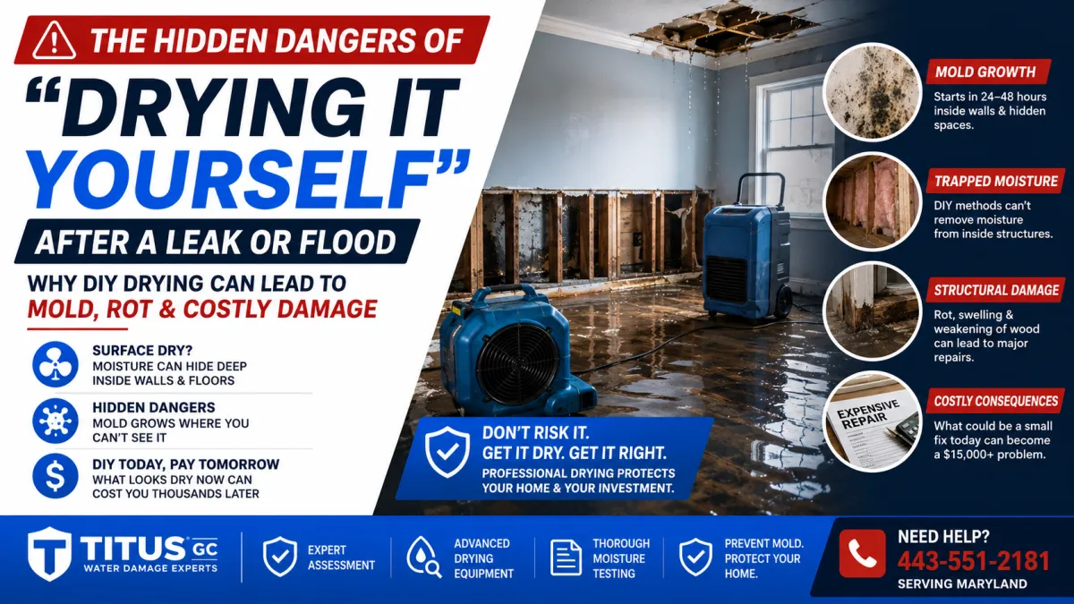 The Hidden Dangers of Drying It Yourself After a Leak or Flood