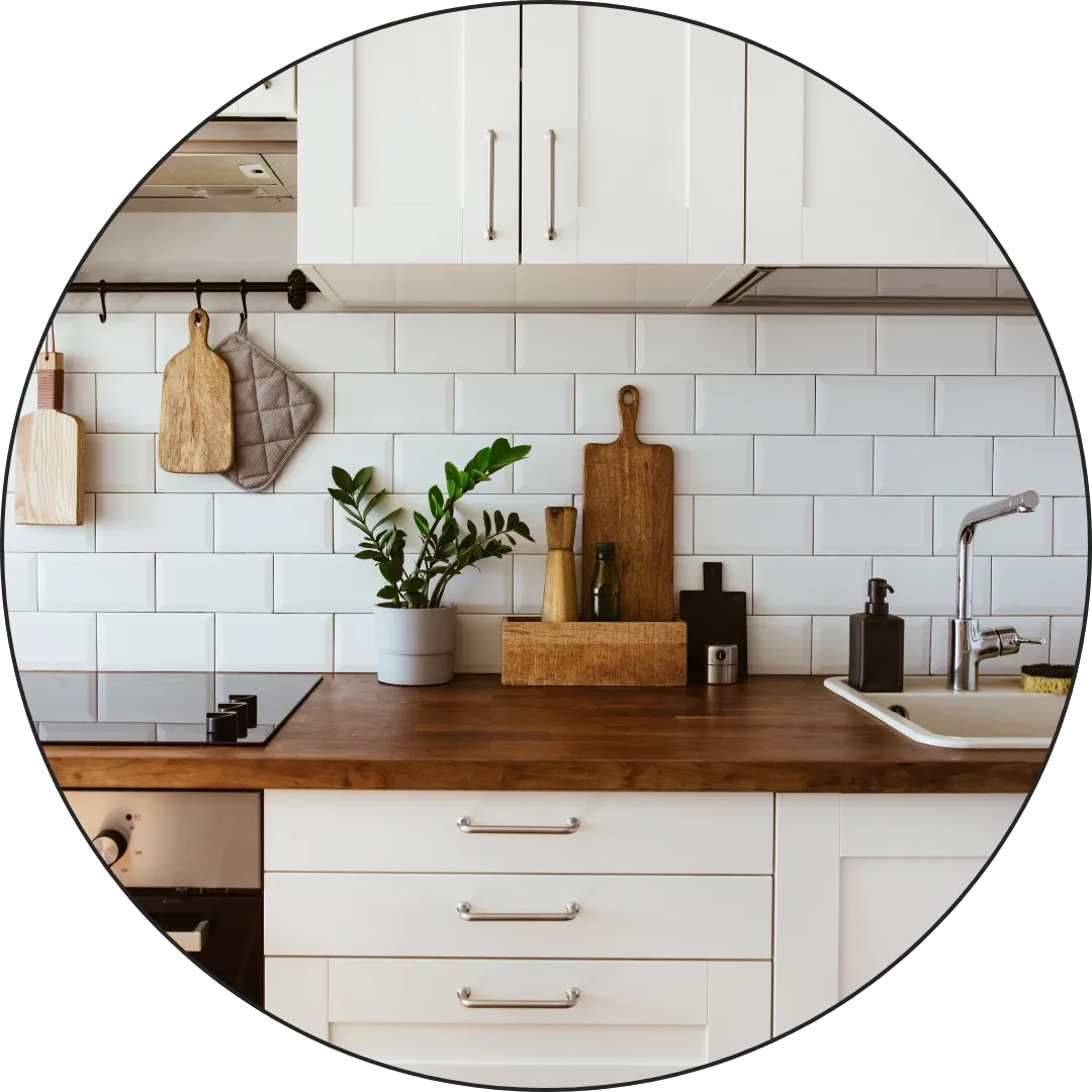 Picture of brown and cream kitchen