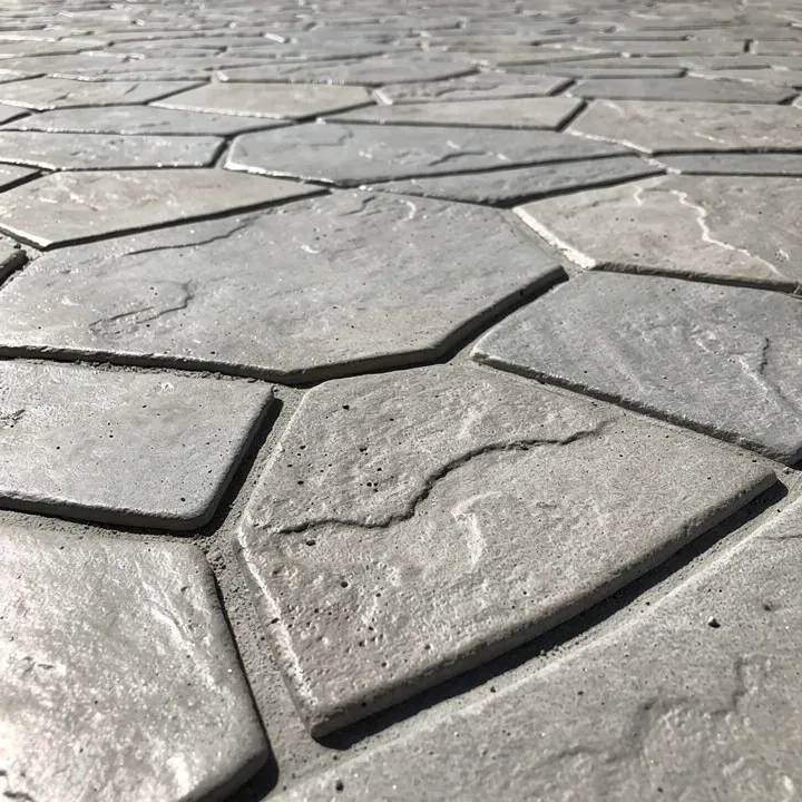 Close-up of freshly stamped concrete texture before coloring in Bear, Delaware.