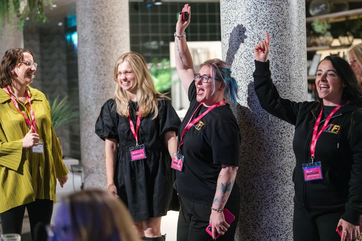 Women having fun at the launch party