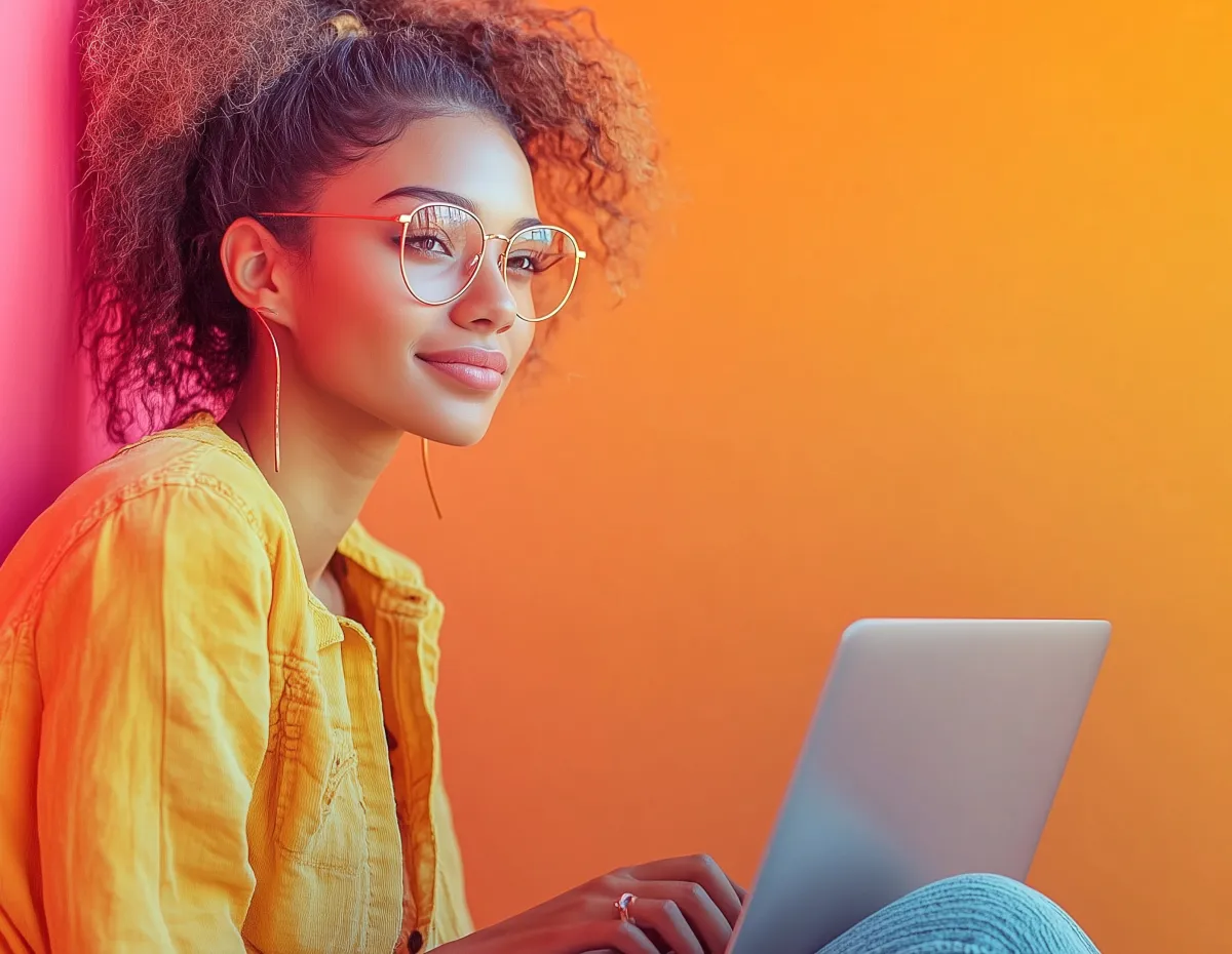 Dueña de negocio usando SoftiaBiz para gestionar su web, redes sociales y clientes desde un solo lugar