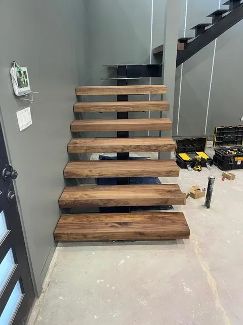 Custom Hard Wood Floating Block Treads, Stair Treads