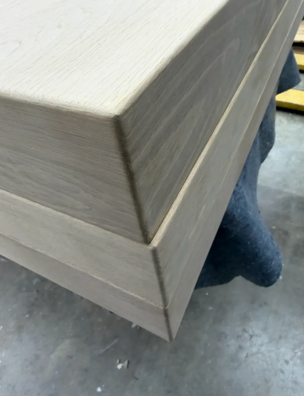 6 sided lock miter, waterfall real hard wood floating tread