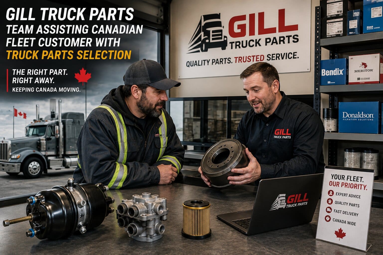 Gill Truck Parts team assisting Canadian fleet customer with truck parts selection