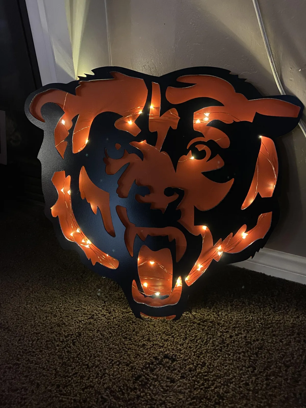 metal sign with lights, cut with cnc machine