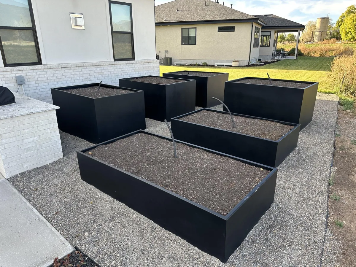 Beautiful custom, outdoor metal planters