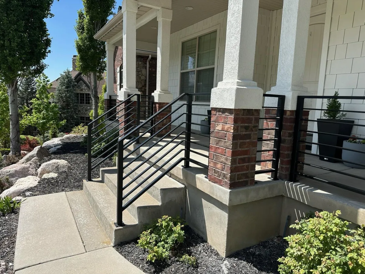 custom outdoor metal railing on a front porch