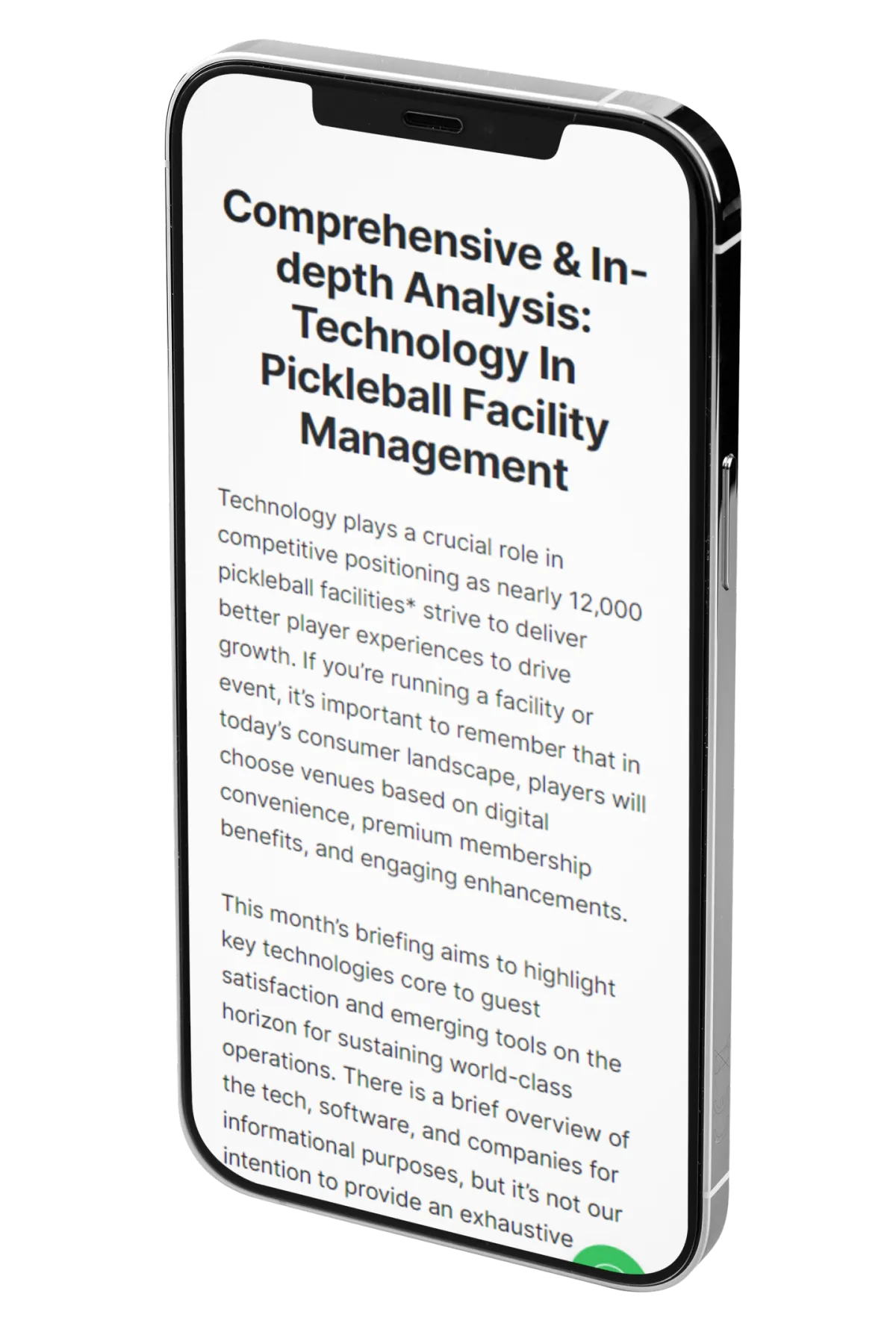 Pickleball Brief Technology Briefing