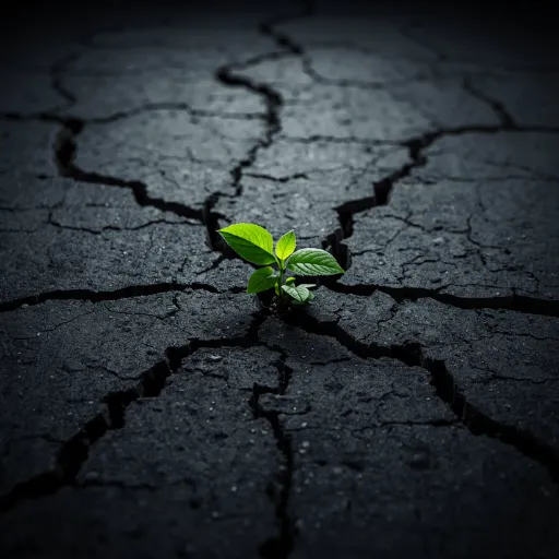 A plant growing through pavement