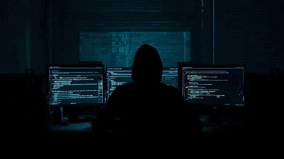 a person sitting at a desk with a laptop on it