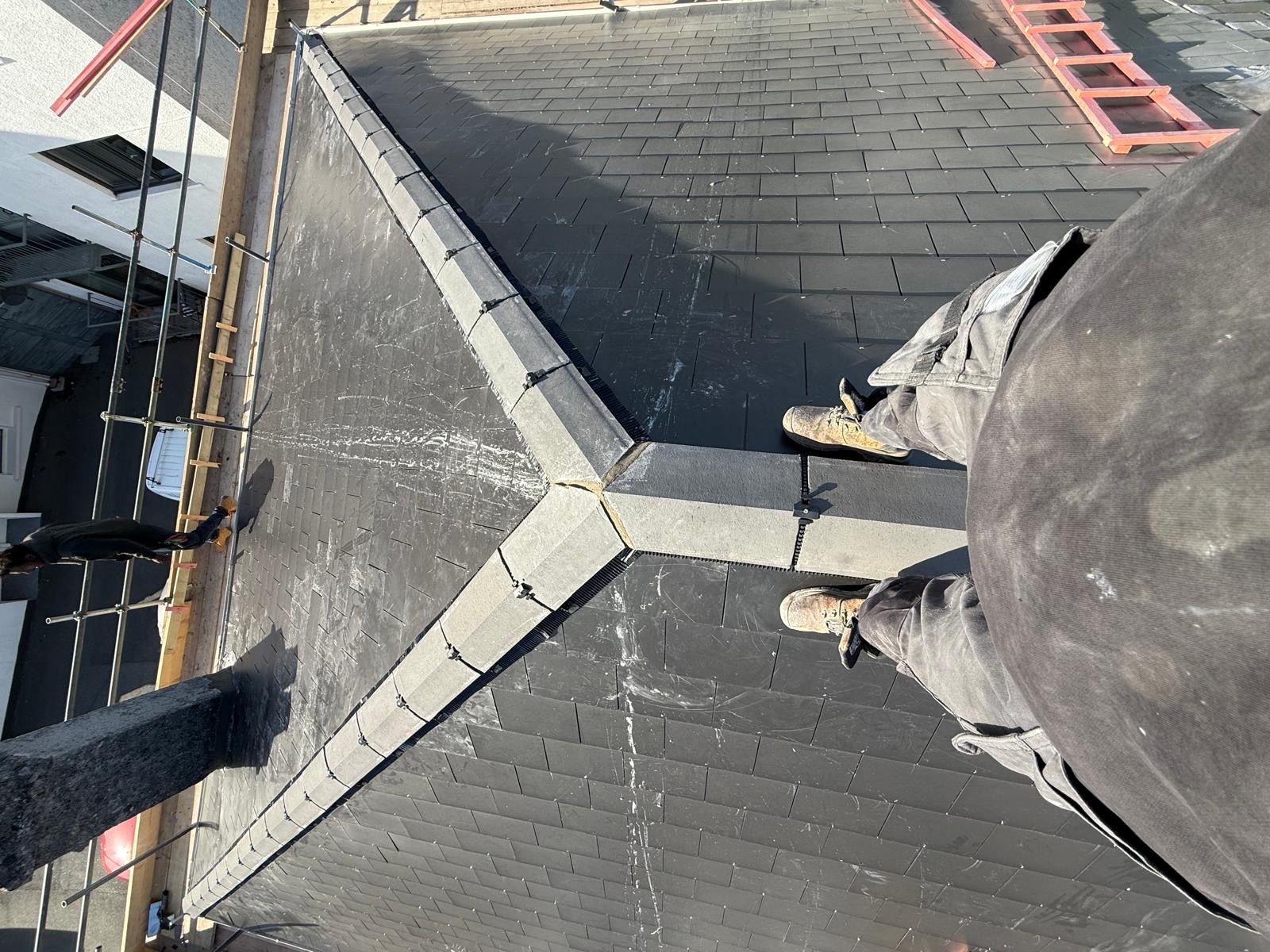 Leadwork and roof valley repair on a pitched roof