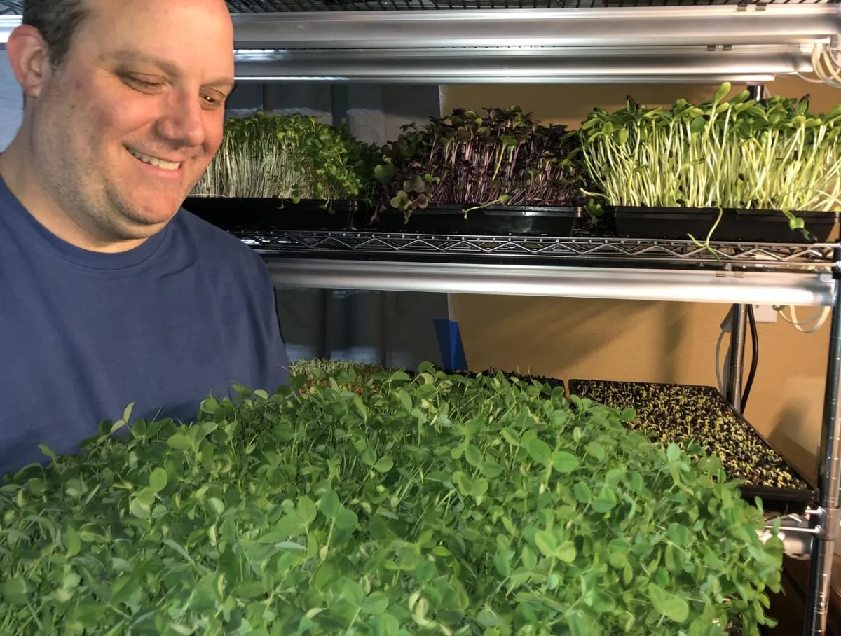 Steve with tray of Speckled Peas