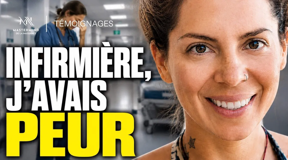 Une femme enceinte apaisée tenant son ventre, le regard confiant, dans une lumière douce et rassurante.