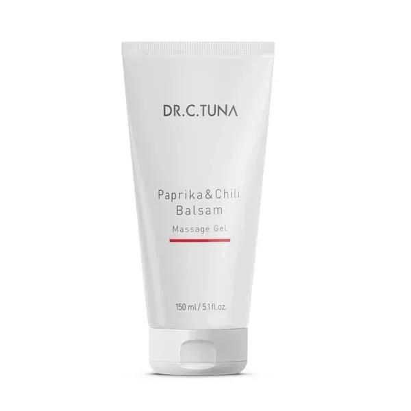 Gel de masaje en envase minimalista sobre fondo en tonos pastel