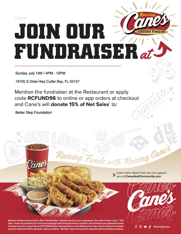 Better Steps Foundation x Raising Canes Fundraiser Collaboration