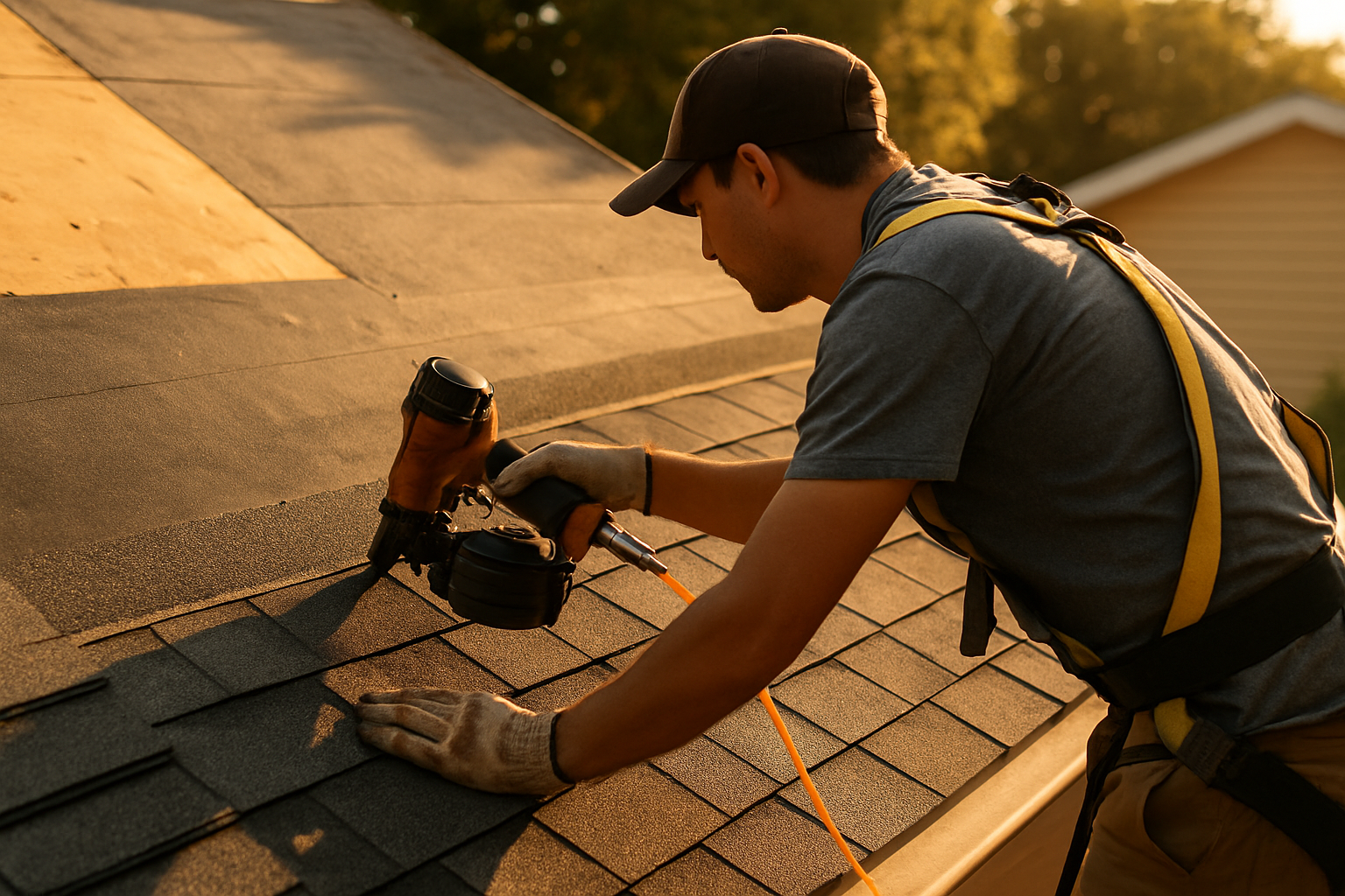 Licensed roofing crew replacing shingles on Parker Colorado home