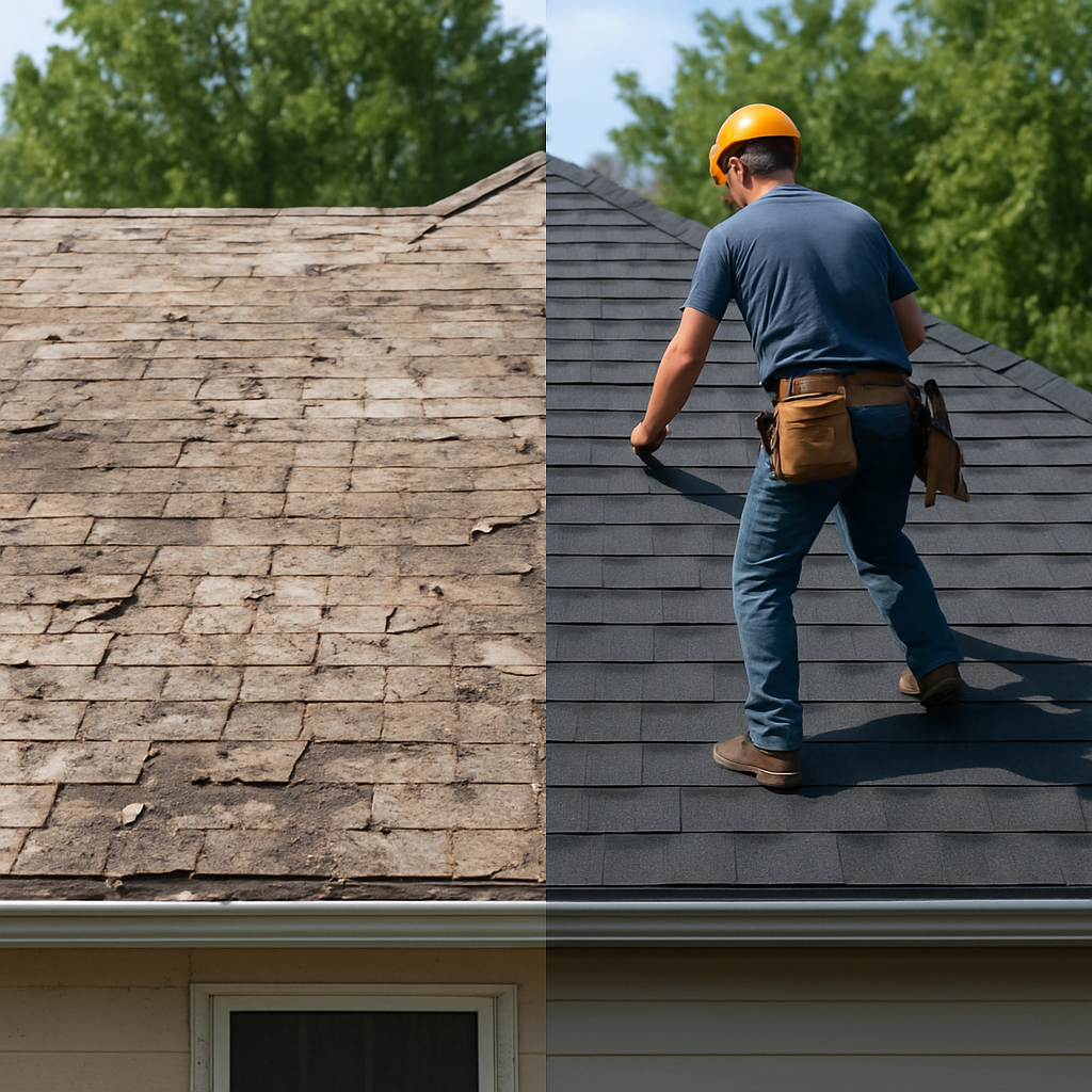 Licensed roofing crew replacing shingles on Parker Colorado home