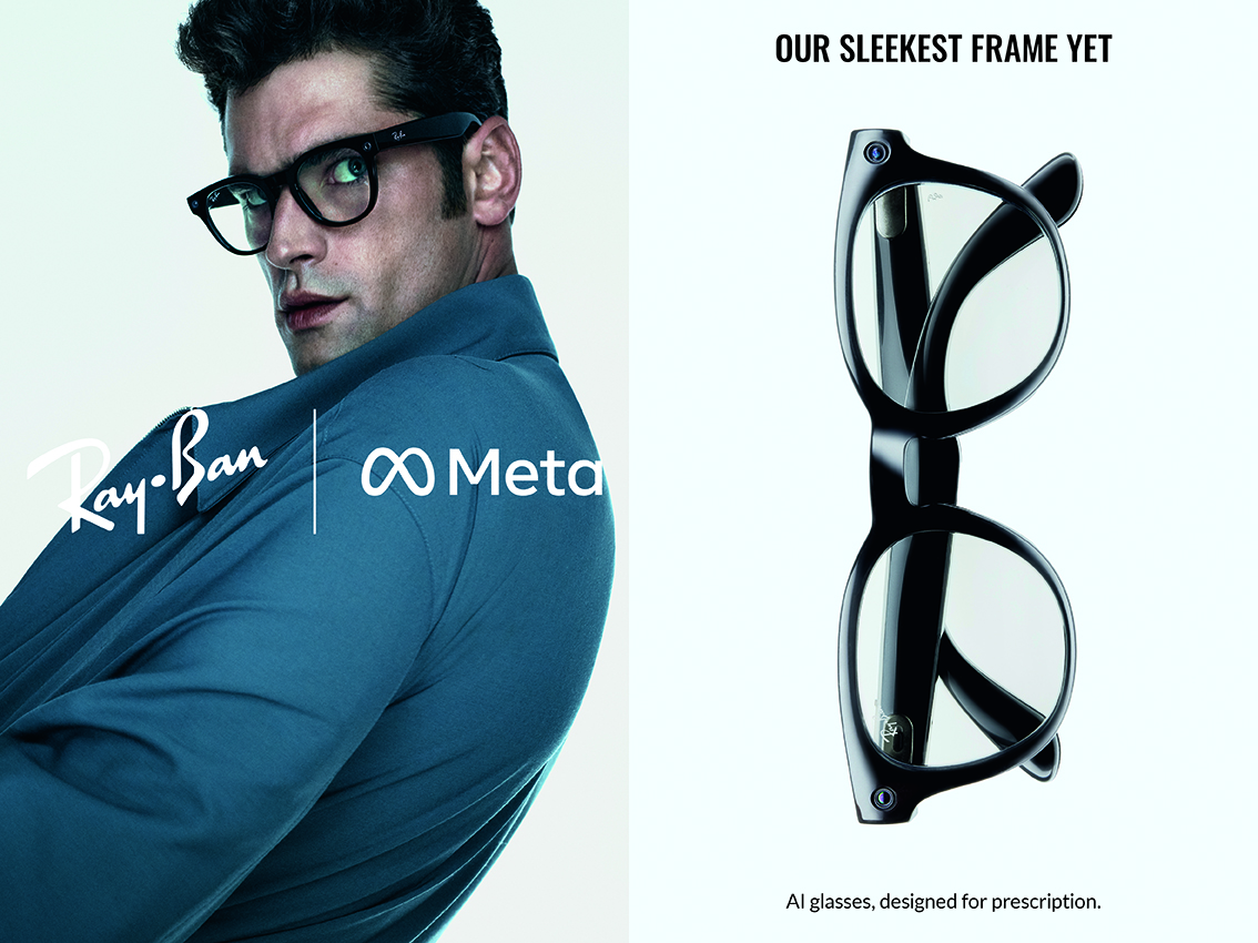 Ray-Ban Meta AI prescription glasses featuring a sleek black frame and smart eyewear technology.