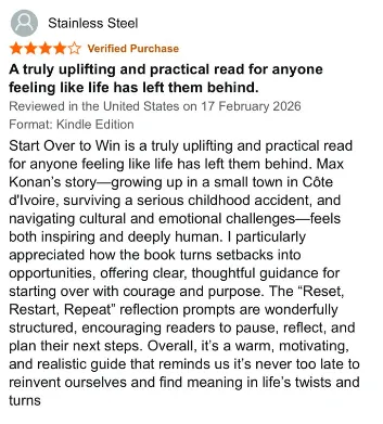 Start Over to Win book review in amazon