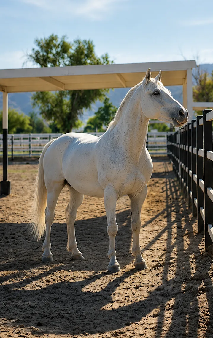 Cinematic portrait of a majestic horse at Belmontez Equestrian Estates